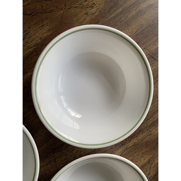3 Corelle Bowls Green Stripe Floral Spray Spring Blossom Meadow Cereal Soup Vtg - Picture 5 of 10